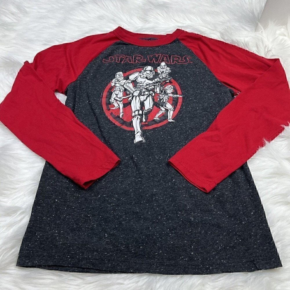 Star Wars Stormtroopers T-Shirt Boys Size 10/12 Large Red Black Long Sleeve Tee